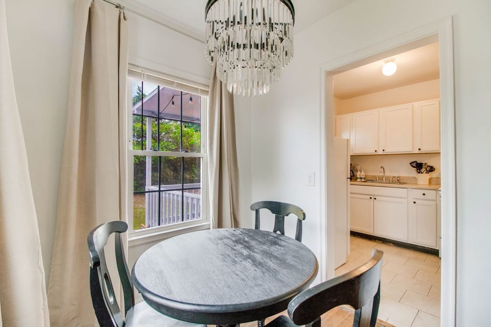 Located just off the kitchen and living room, it’s perfect for easy gathering and flow.