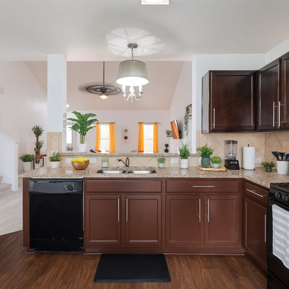 Modern Kitchen with Open Living Area