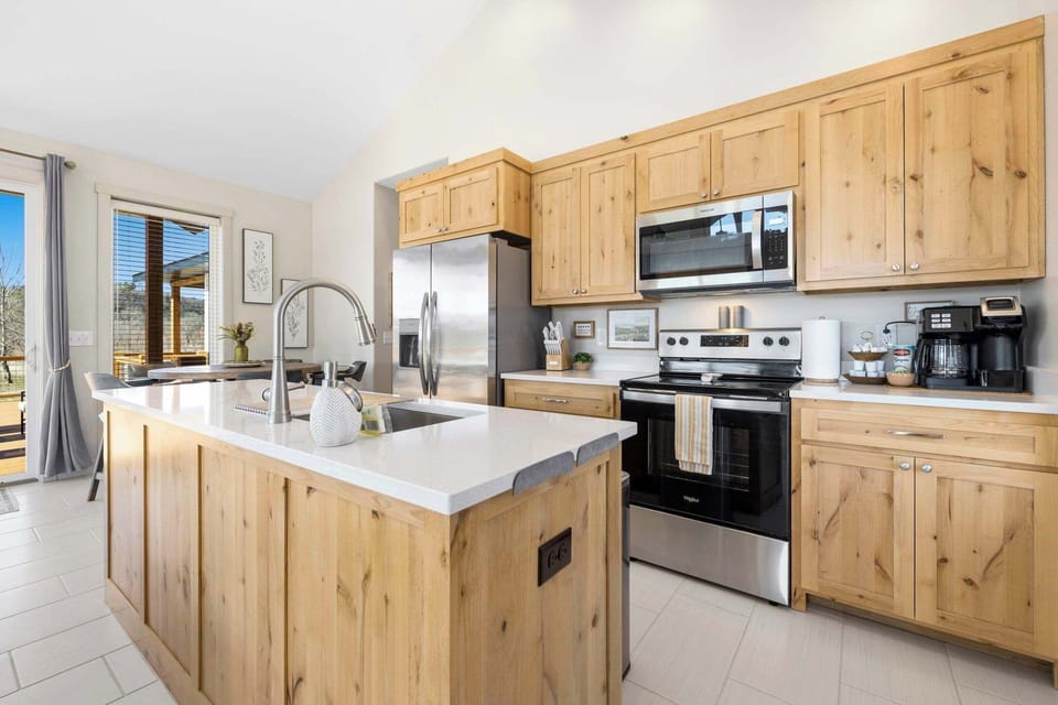 The kitchen is fully stocked for a home cooked meal or just a great cup of coffee.