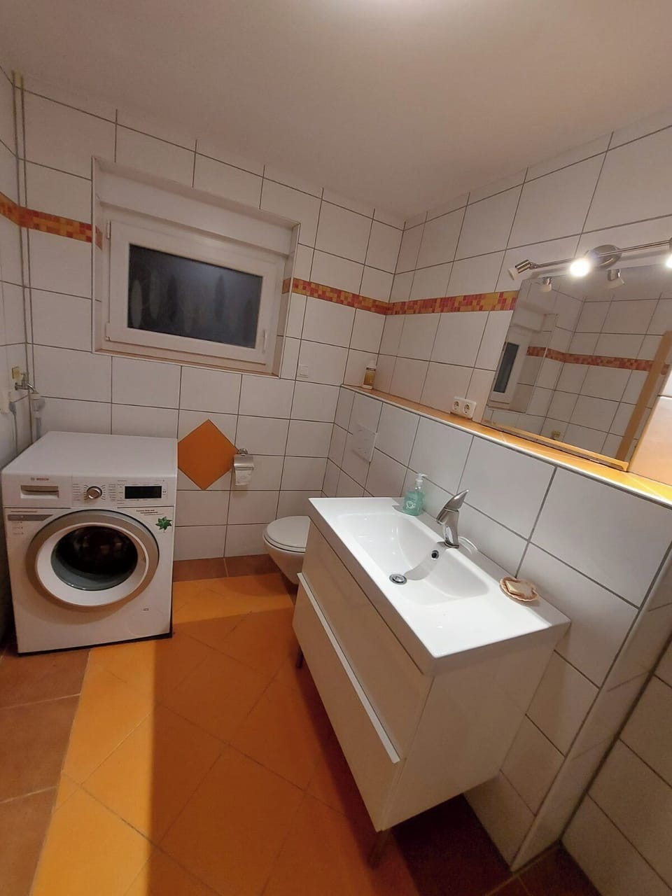 Bathroom with a professional washing mashine