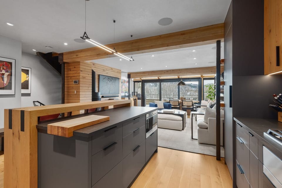 Open Concept Kitchen/Living Room/Dining Area with Mountain Views