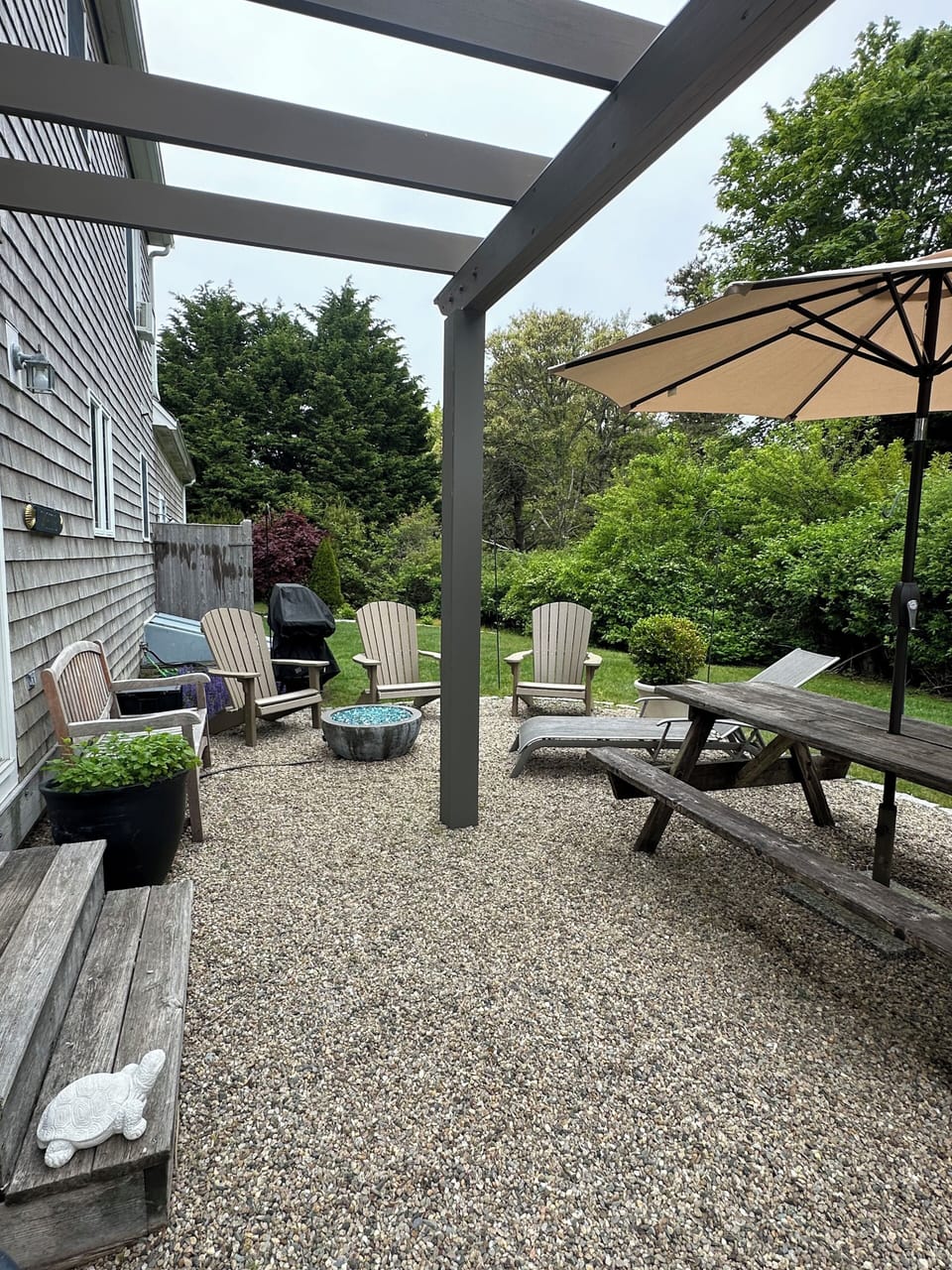 Outdoor Patio, Propane Firepit and Outdoor Shower