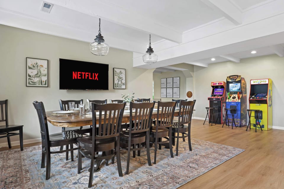 12 seat dining table with kids roll up high chair