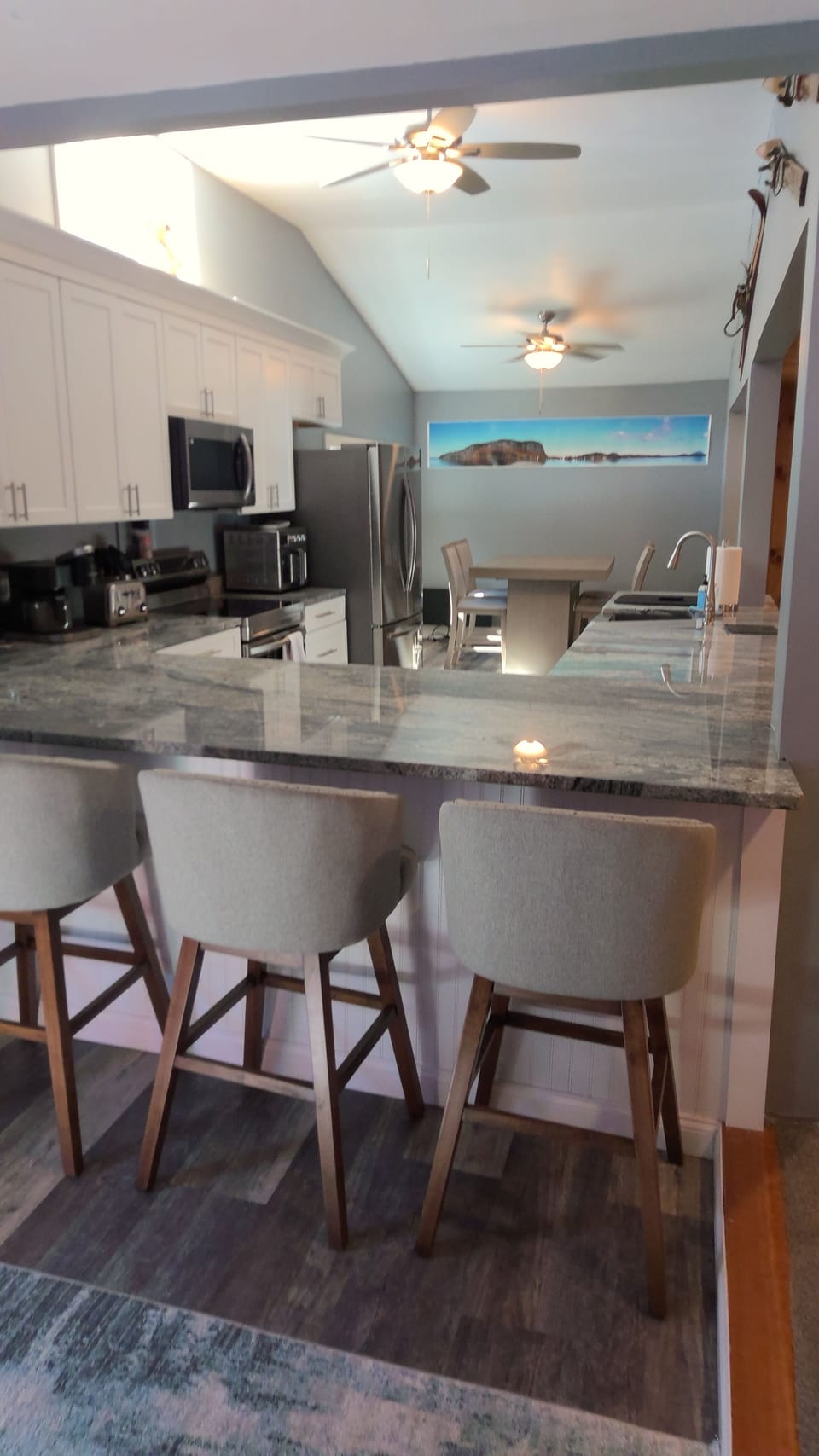 Upstairs kitchen has all new appliances along with a Keurig and an air fryer