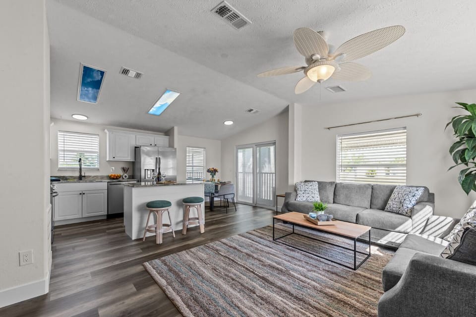 This space is perfect for making dinner and relaxing after beach adventures!