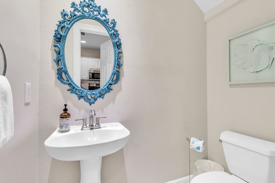 Half Bath. Beach Revival. Ft. Morgan, AL. Beach House. 3BR 2.5BA. Sleeps 12. Managed by Island Rentals.