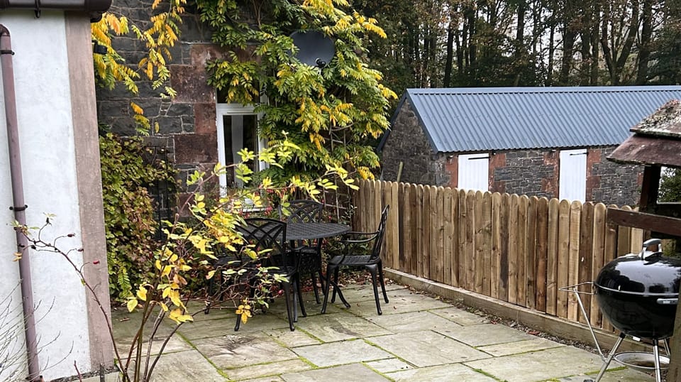 The patio with new fence for safety and privacy. 