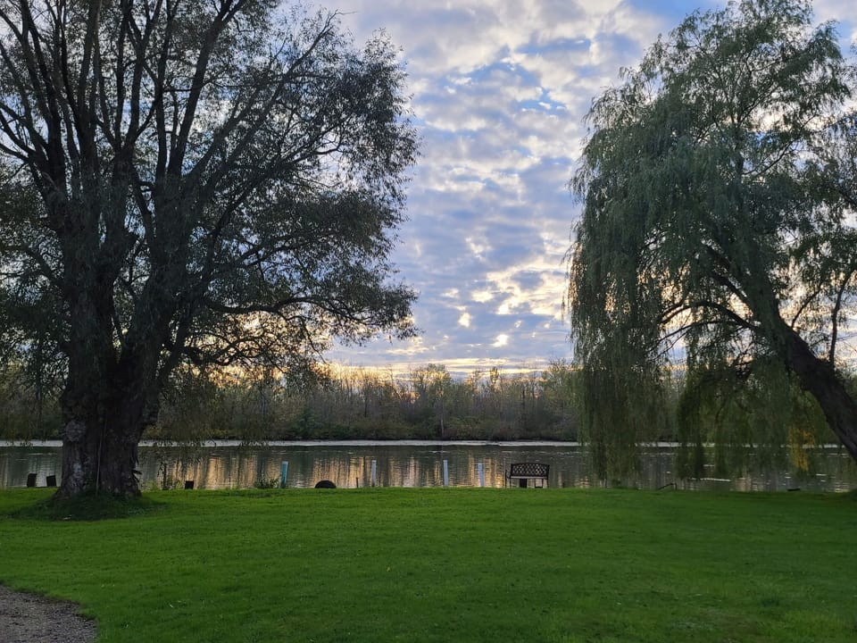 Riverfront, dock space along property line