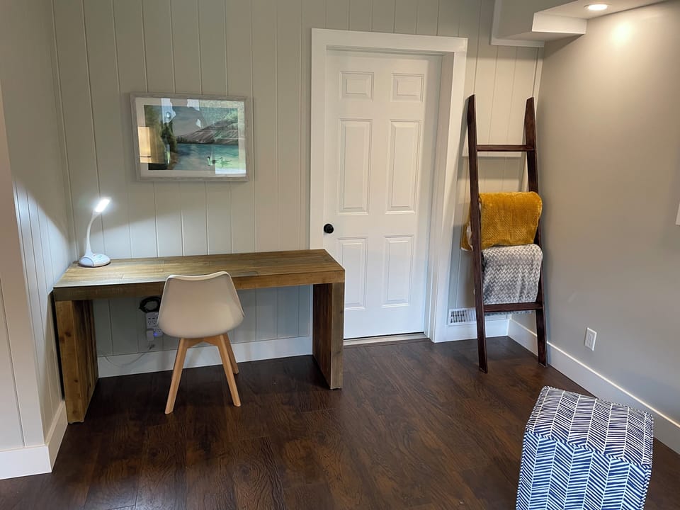 Work space off the living room.  