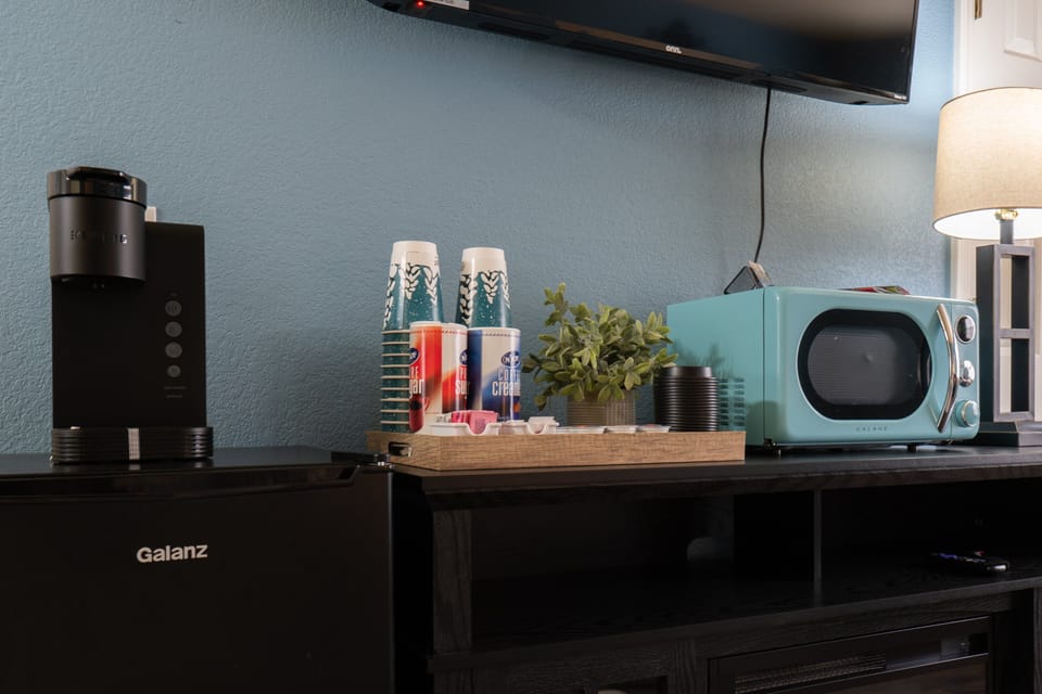 Coffee Bar with Mini Fridge and Microwave