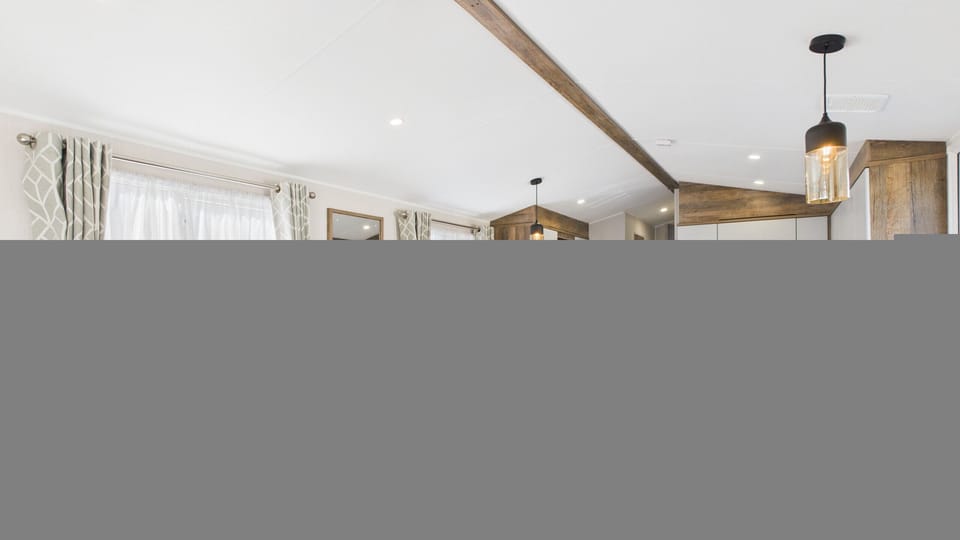 Cosy open-plan kitchen, dining and living area.