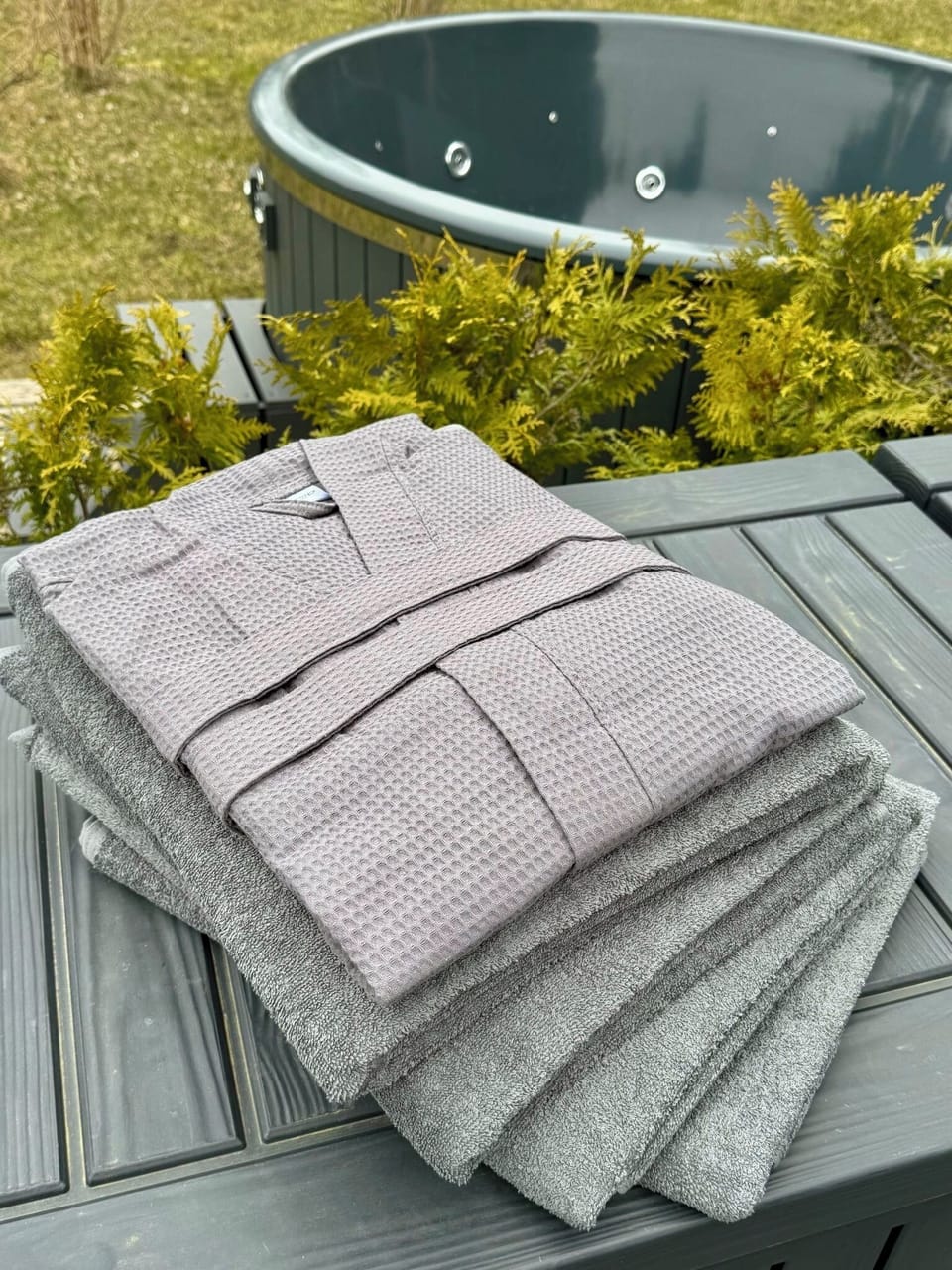 Robe and Towels for Hot tub/ Jazuzzi. 