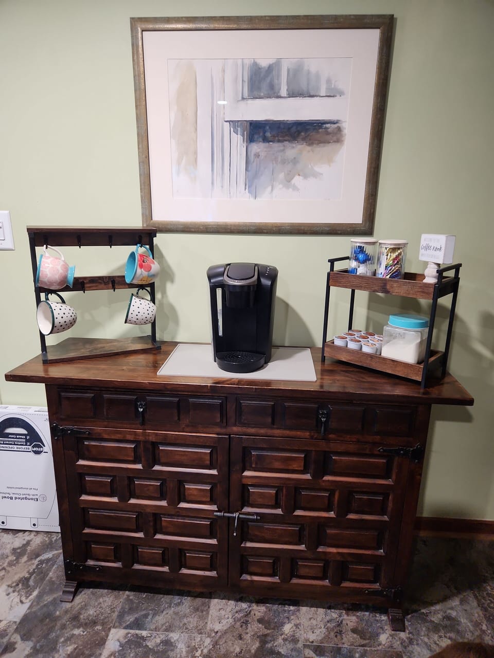 Kitchen Coffee bar with Keurig. 12 cup coffee pot also available.