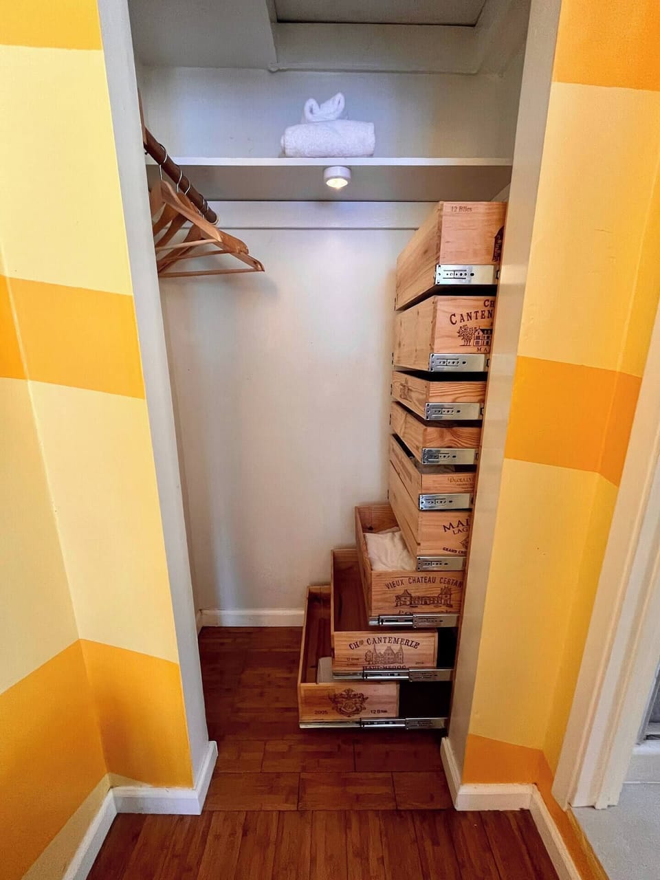 Store your belongings in the cleverly crafted closet space