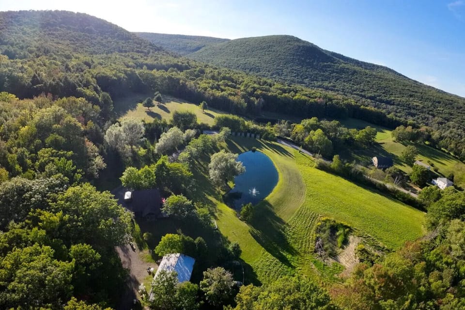 Breathtaking aerial of your secluded escape in the hills.