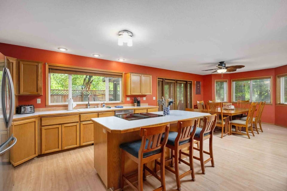 The kitchen is so spacious. Enjoy the room to prepare a feast for the whole family.