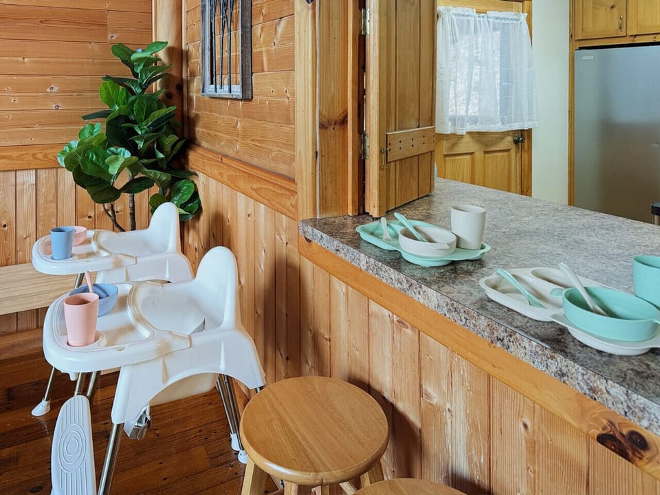 Plenty of seating for kids and infants alike along with child friendly dinnerware!