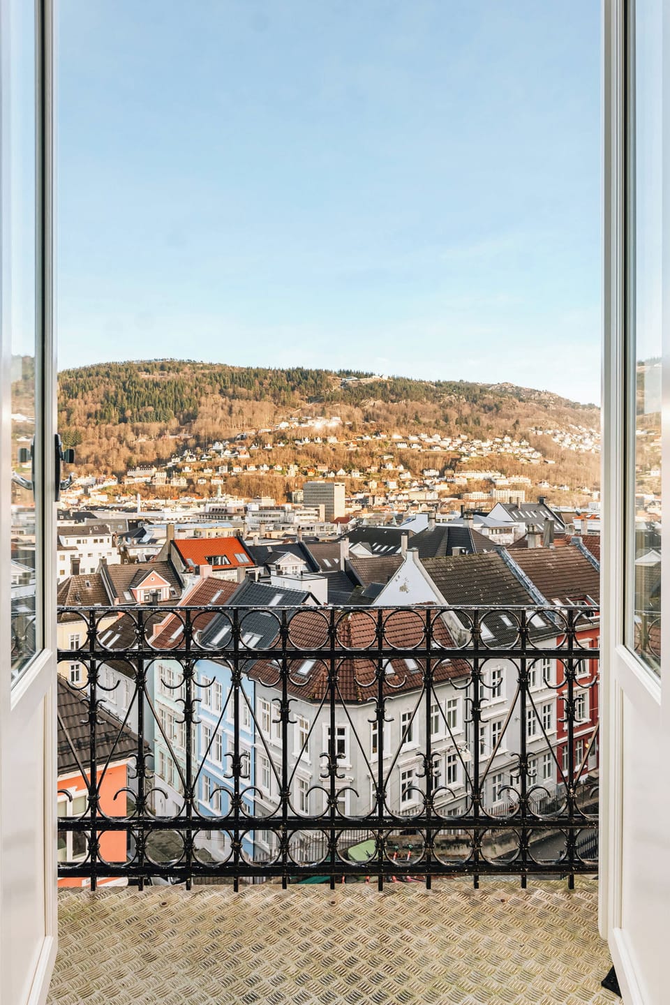 Enjoy the vibrant cityscape from your elevated perch.
