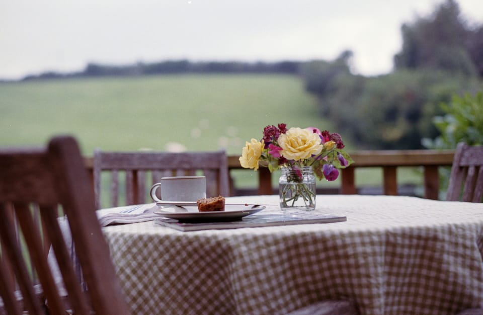 Surrounded by green space, relax and enjoy a cup of tea on the decking