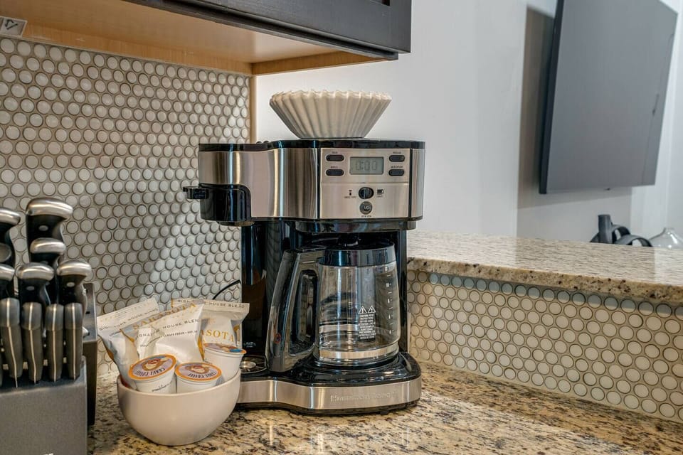 Coffee with filters and creamer