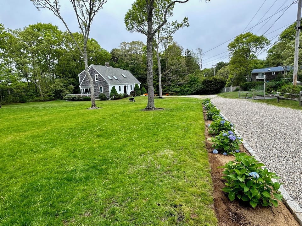 Entrance to house, long private driveway