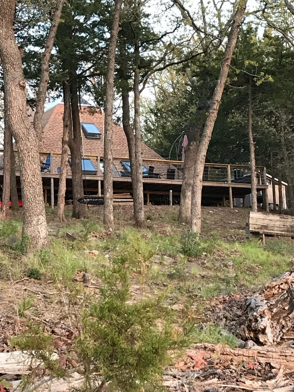 View of cabin  from lake