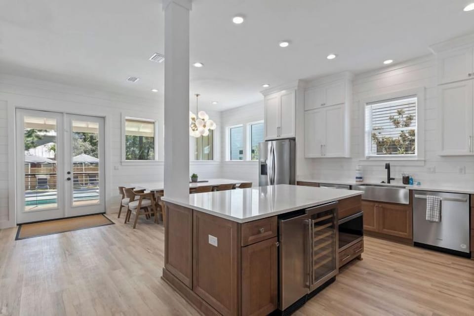 Stylish and spacious kitchen island—perfect for cooking and gathering! 