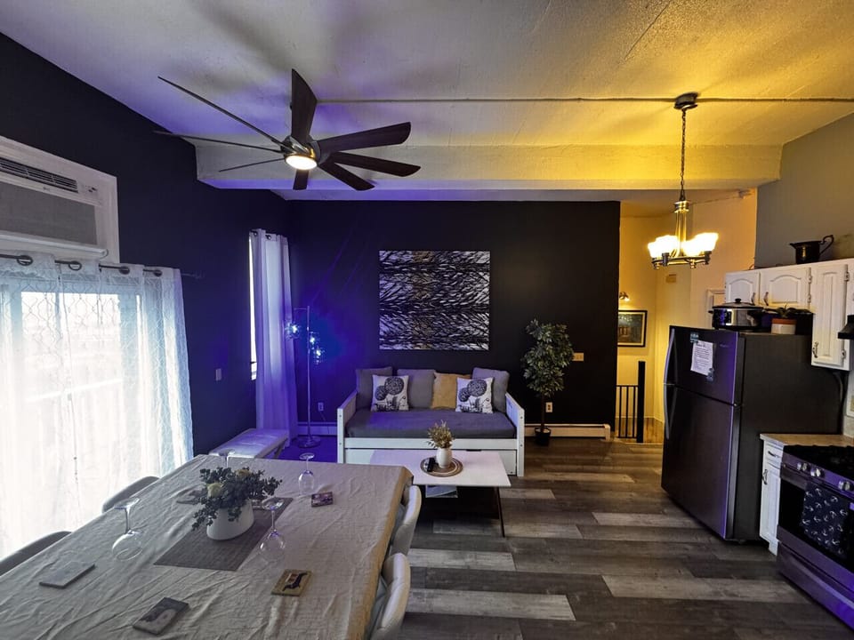 Living room : ceiling fan, tv , window ac , pullout sofa ( 2 twins size beds)