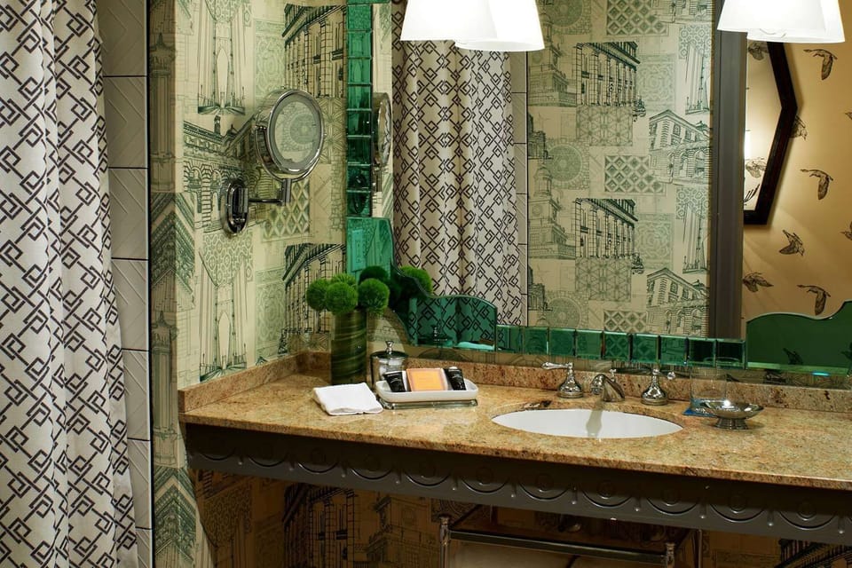 Full bathroom with a shower. Basic toiletries and towels are provided