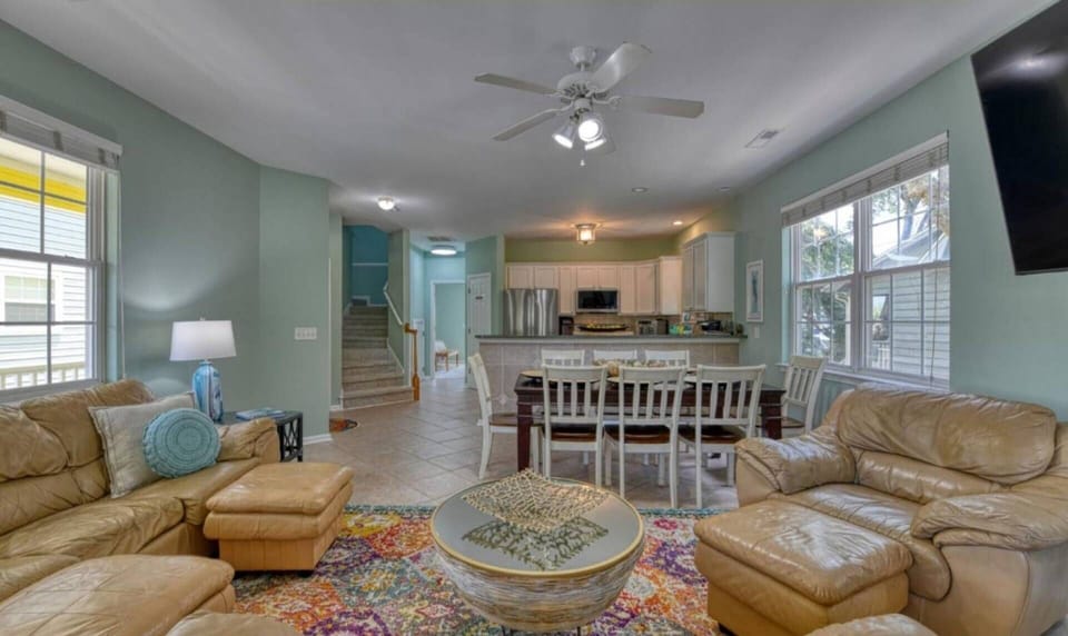 Open Concept Living with tile flooring