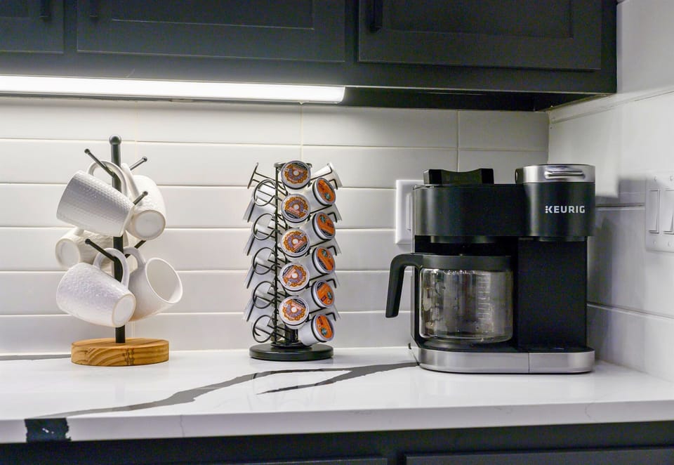 Morning routines are better with a fully stocked coffee station—bring your favorite pods and fuel up for the day ahead.
