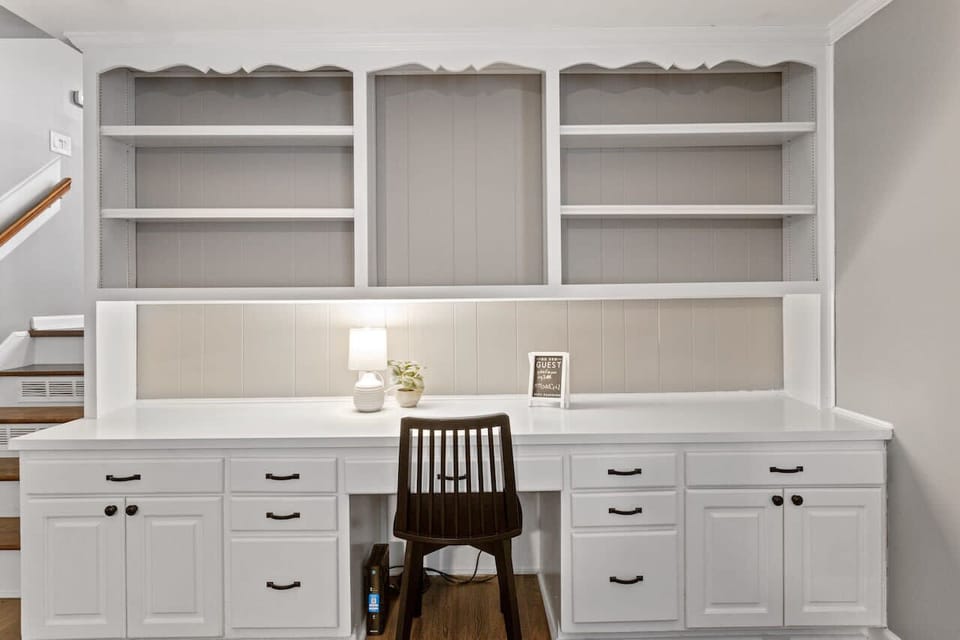 Dedicated work space off of the lower living area.