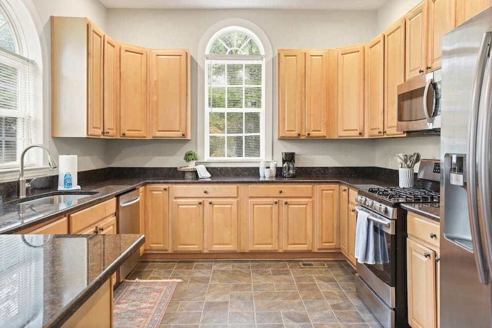 The kitchen is fully equipped with cooking necessities.  Guest should have everything that they will need aside from their groceries for cooking meals at home!  