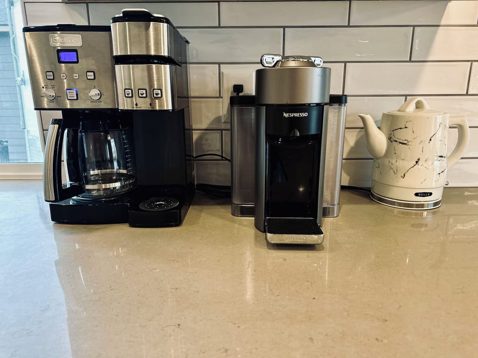 We have ground coffee, coffee single serve pods, Nespresso, or tea.