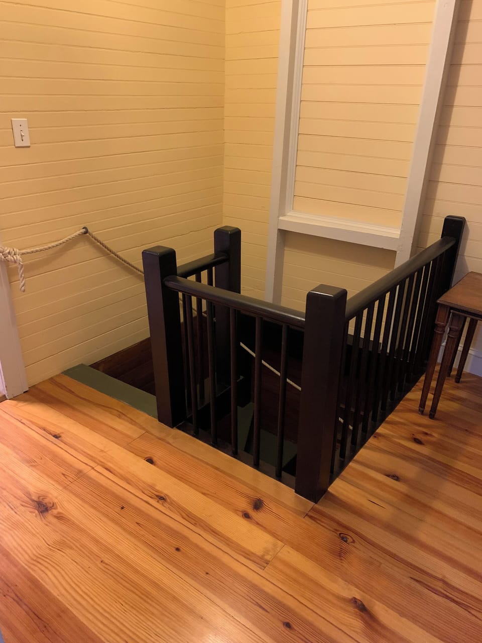 Second staircase, from upstairs bathroom hall area down to kitchen