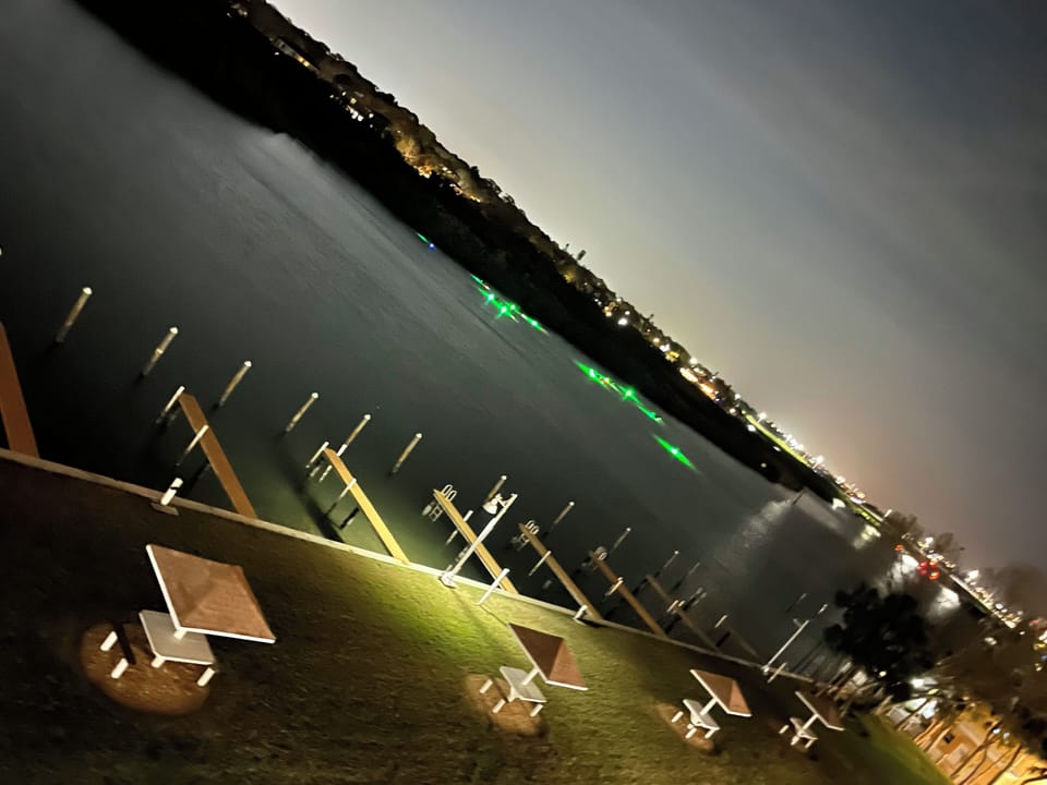 View of the lights along the Intracoastal from the 8th floor sundeck at night. 