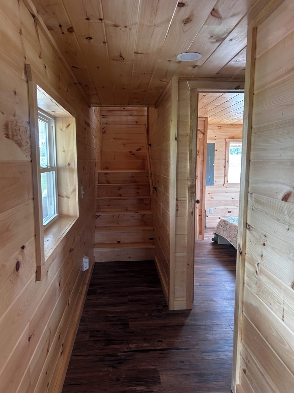 Hallway to bathroom on 1st floor and stairs to 2nd bedroom