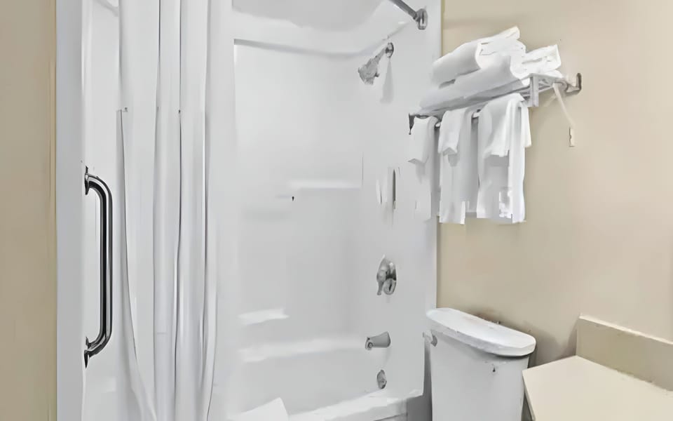 Step into an easy, accessible shower with grab bars.