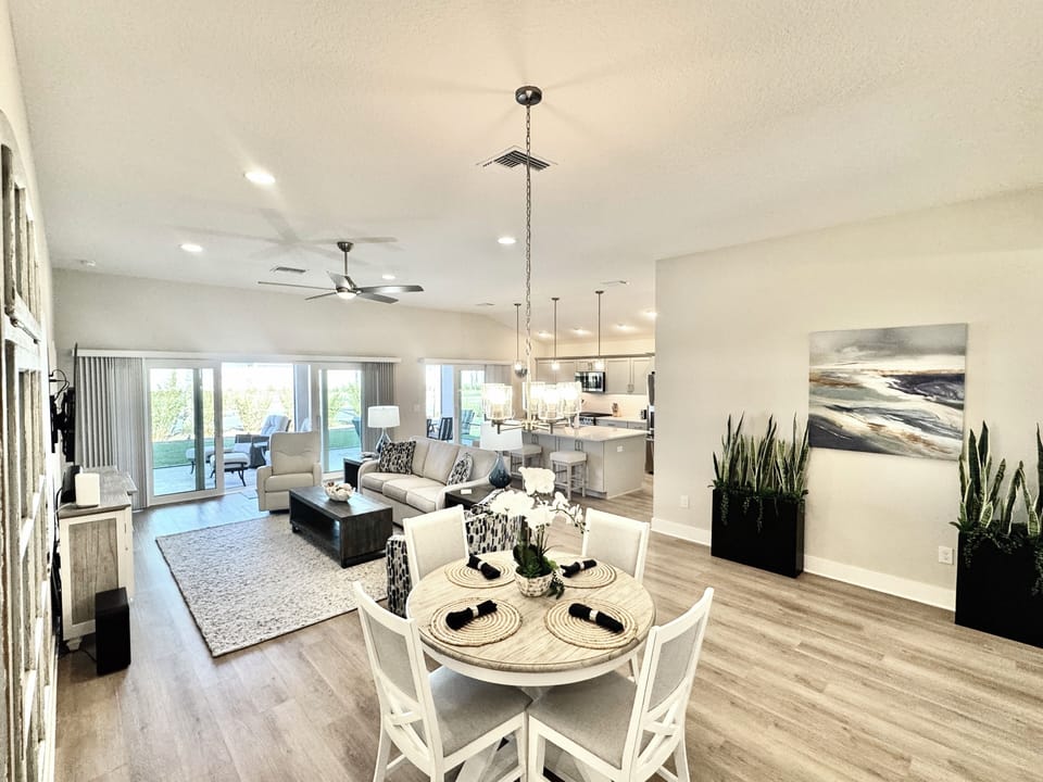 Open Concept: Dining, Living and Kitchen
