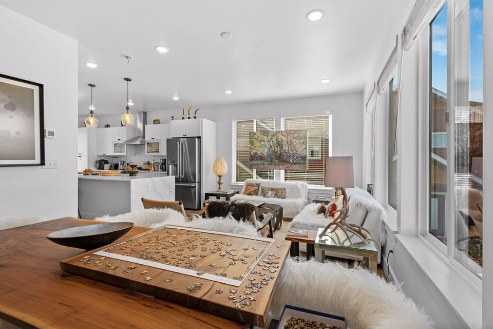 Open living and dining area