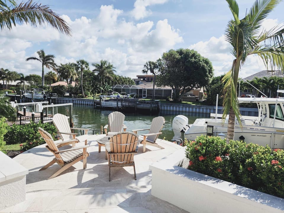 Outside seating overlooking canal