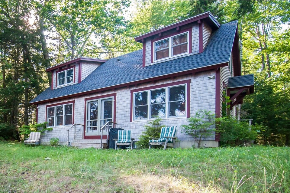 View of the front of the house from the lake