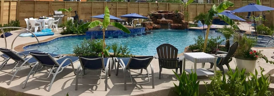 Shared pool with separate hot tub.