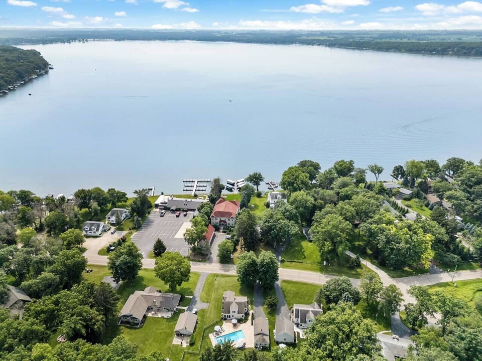 Aerial view of home, across the street from beautiful Green Lake