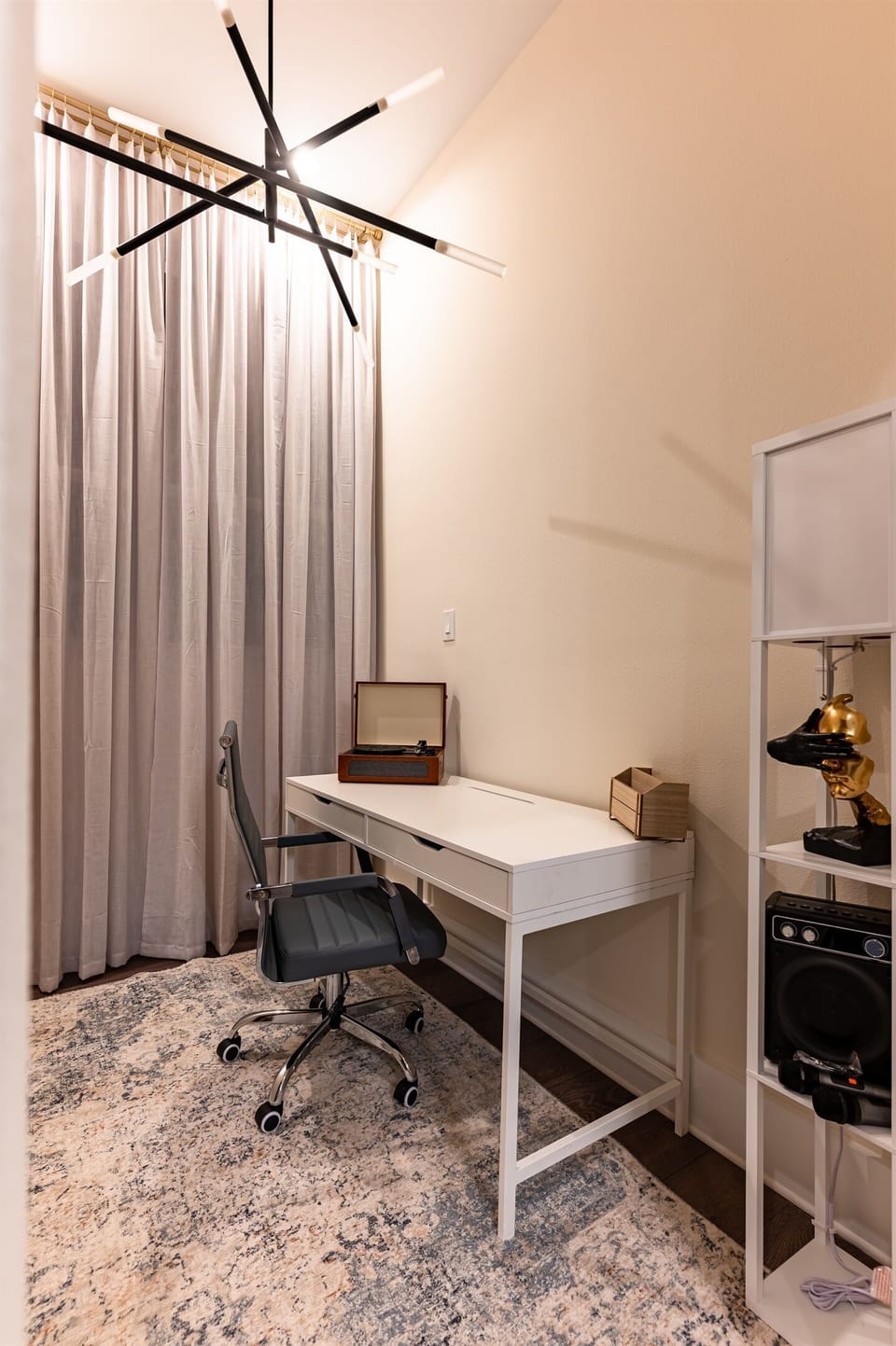 Quiet corner desk setup for remote work or creative moments — perfect for business travelers.