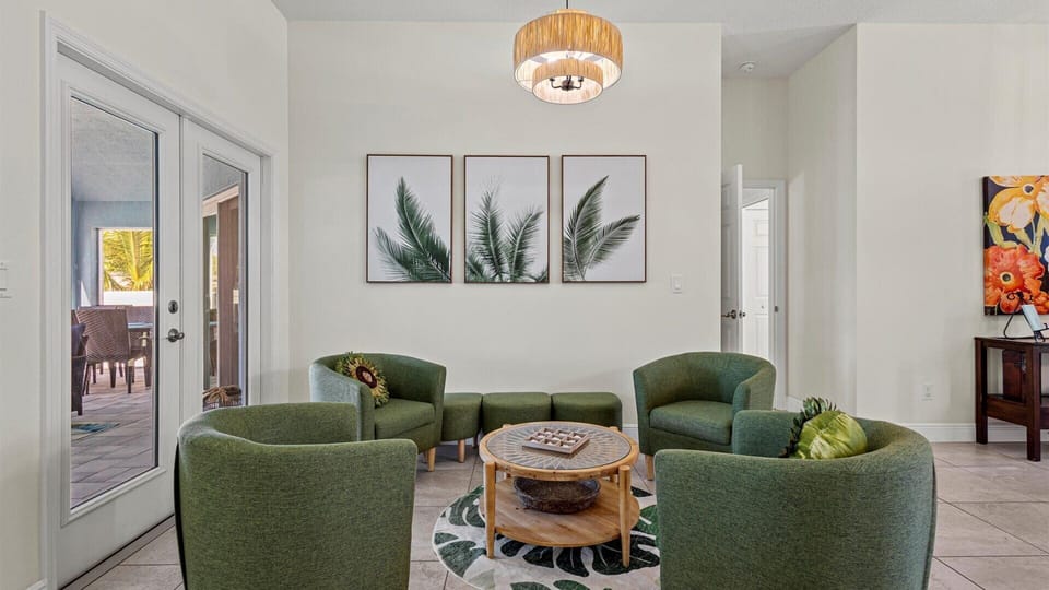 Enjoy conversation or games together in the open sitting area.