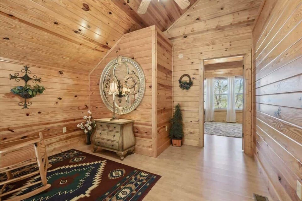  Step into rustic charm with wood accents and warm light guiding your adventure!