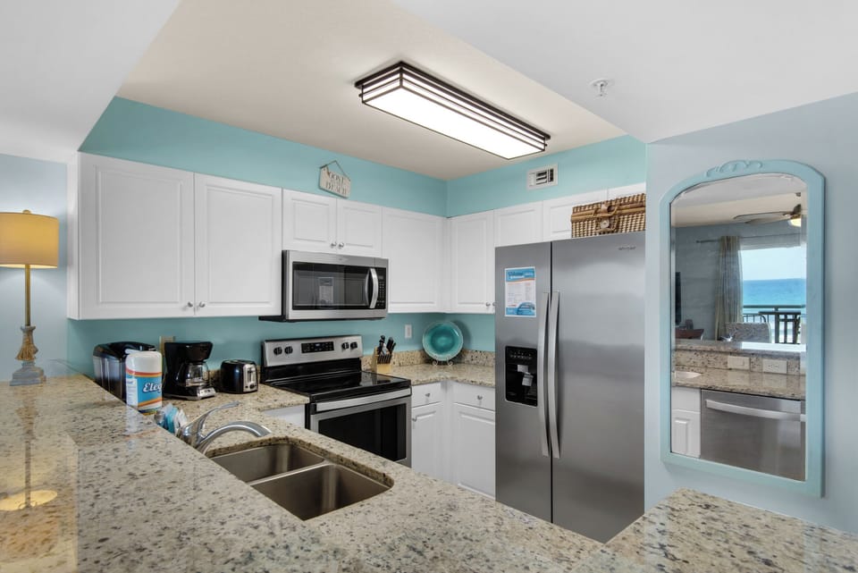 Kitchen with stainless steel appliances