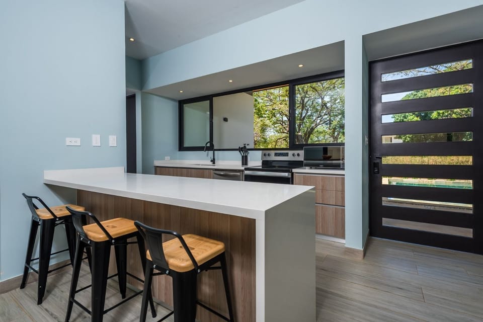 Kitchen with bar counter.