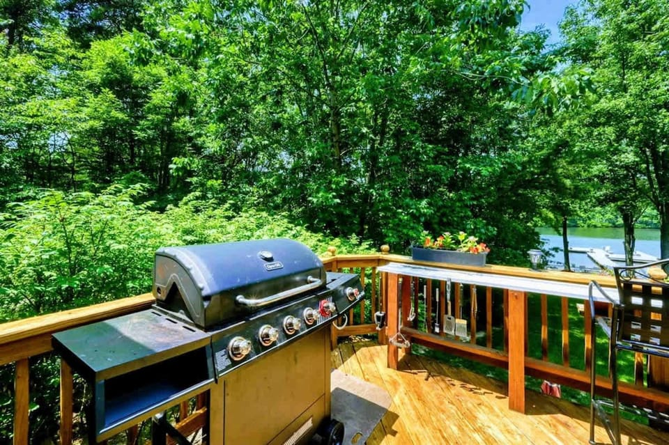 Grill Master's Retreat – Enjoy grilling in the great outdoors with this fully equipped BBQ station, set against the backdrop of Lake Anna and surrounded by verdant forest. Perfect for outdoor chefs and gatherings.